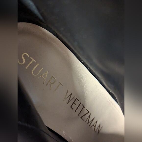 new 5.5 Stuart Weitzman Lucite 105mm Ankle Boots - Black pointed toe clear heel - Picture 10 of 12